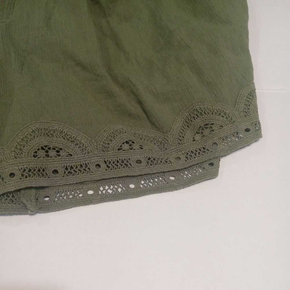 Women's Olive Green Lace Hem Shorts Size Small Elastic Waist Drawstring - Picture 8 of 9